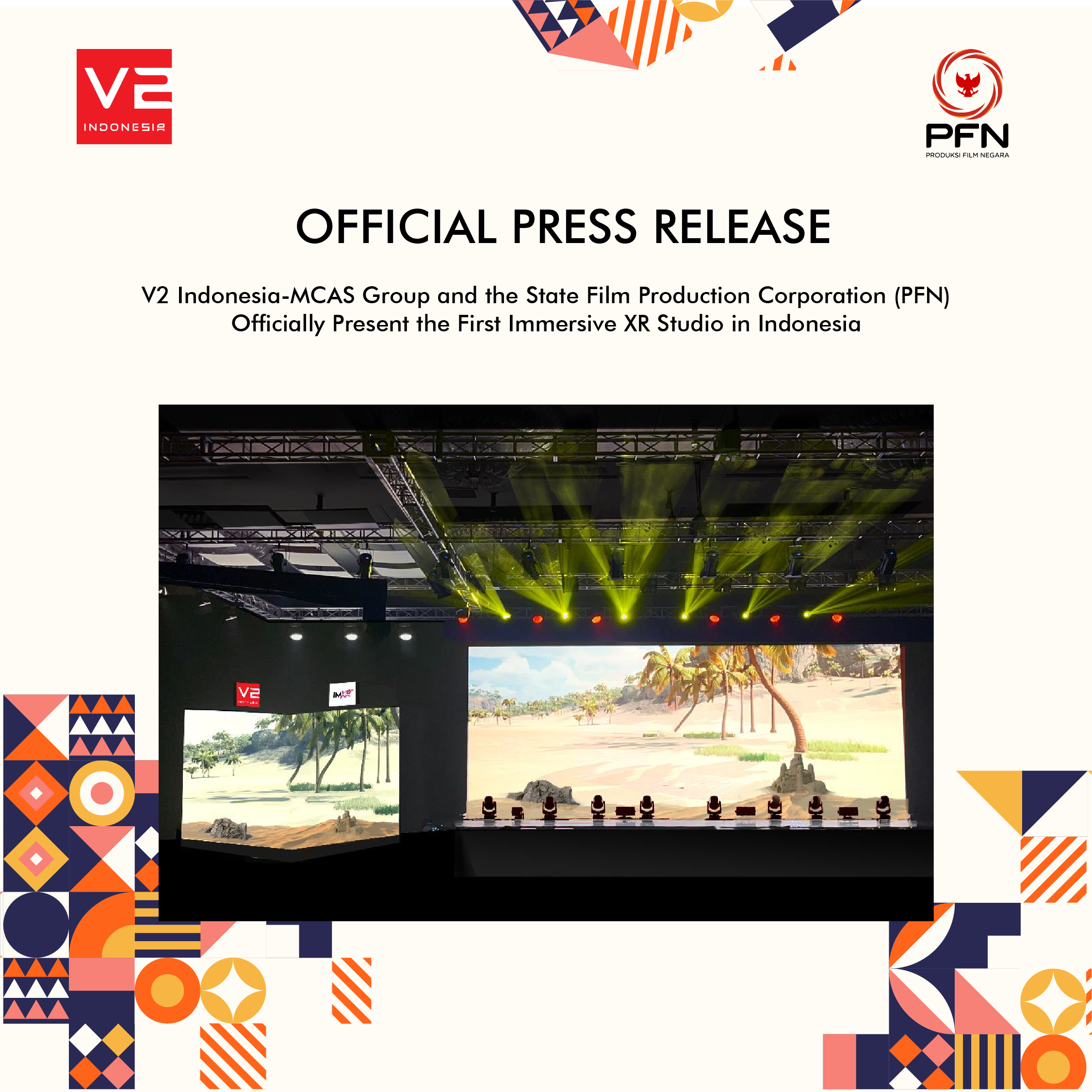 V2 Indonesia-MCAS Group and the State Film Production Corporation (PFN)  Officially Present the First Immersive XR Studio in Indonesia