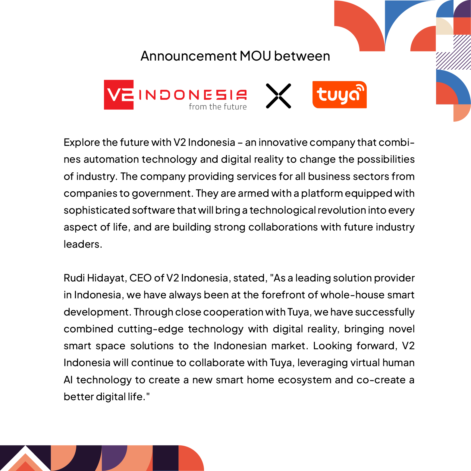 Announcement MoU between V2 Indonesia & Tuya